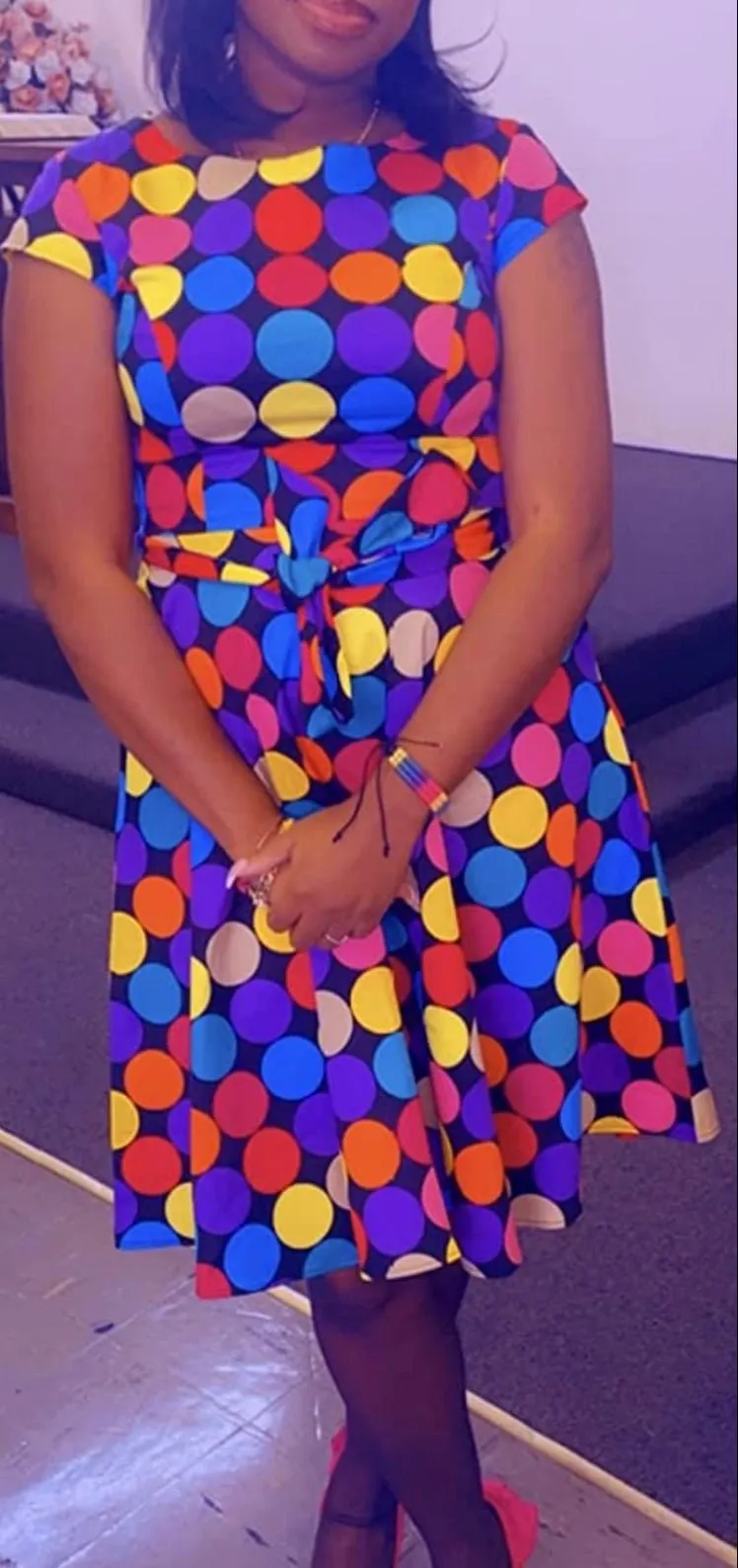 1950s Inspired Retro Inspired Dress, Multi-Colored Polka Dot, Sizes XS - 3XL