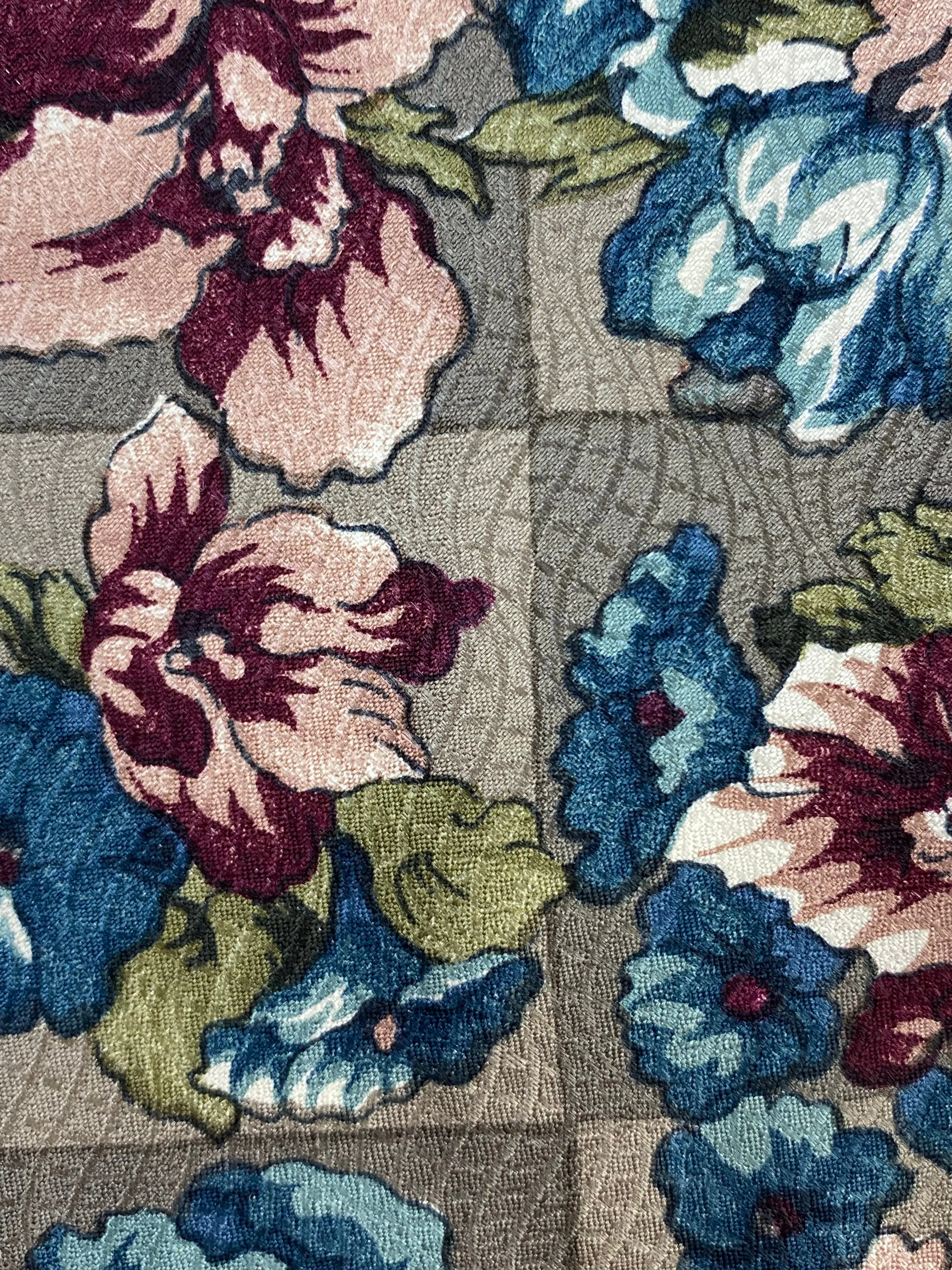 90s Deadstock Silk Necktie, Men's Vintage Taupe/ Blue/ Pink Floral Pattern Tie, NOS