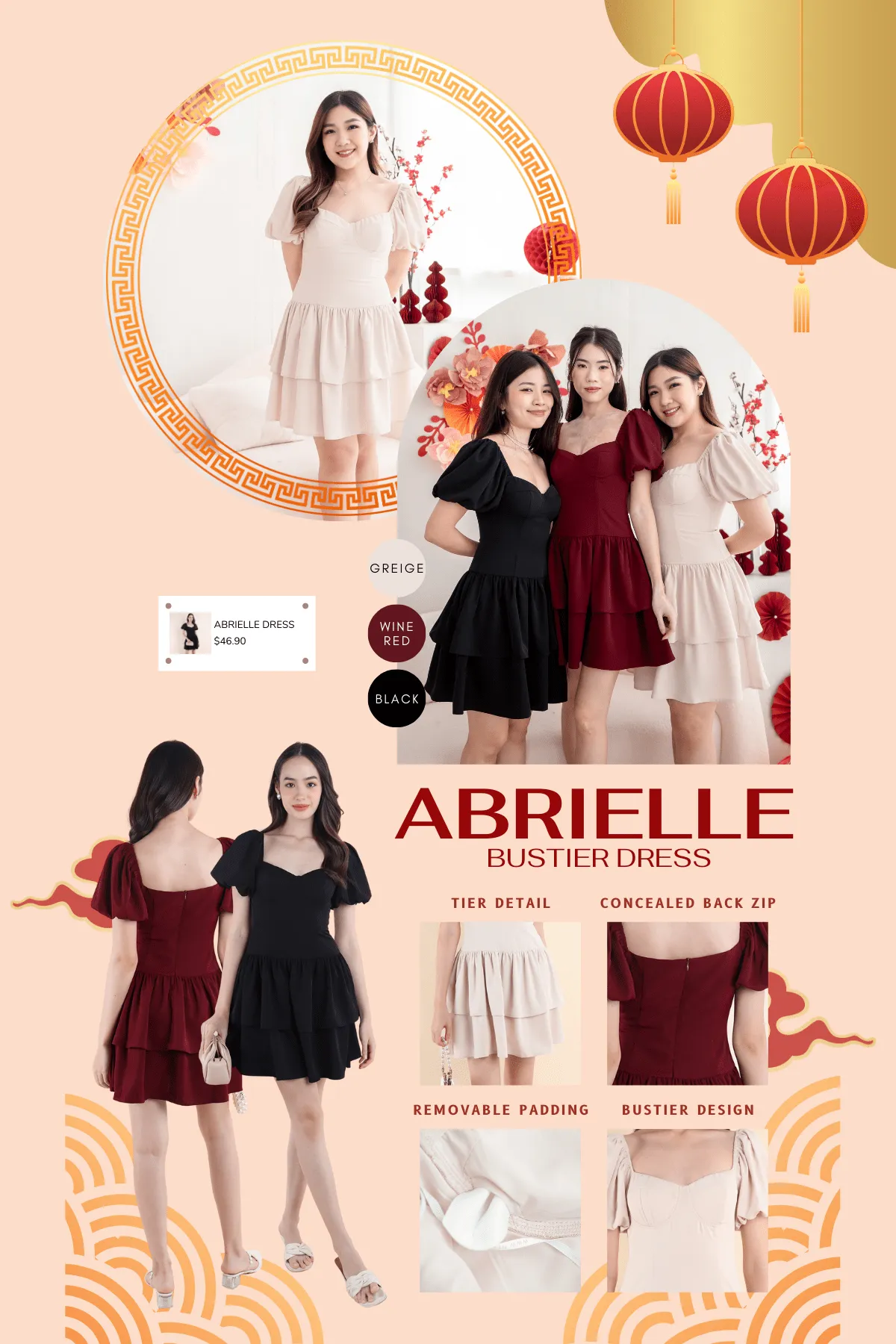 ABRIELLE BUSTIER DRESS IN BLACK