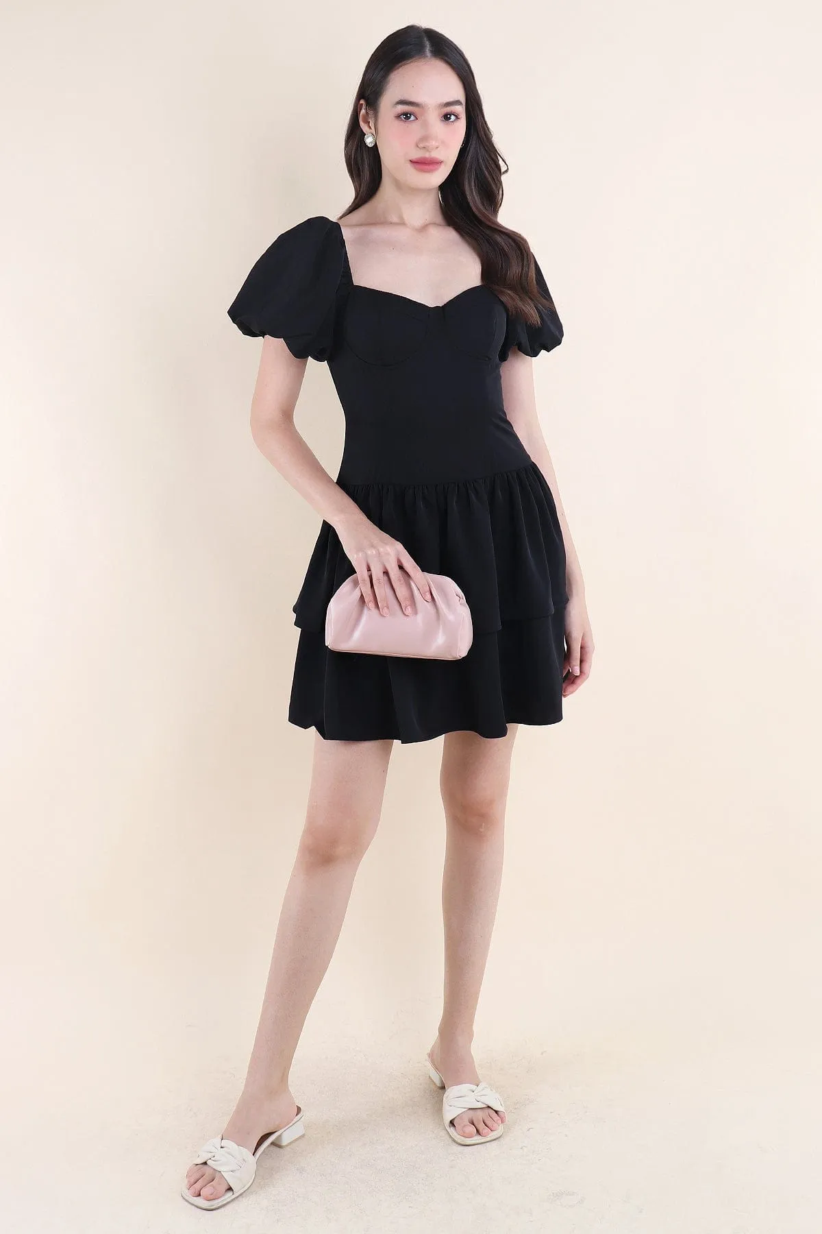 ABRIELLE BUSTIER DRESS IN BLACK