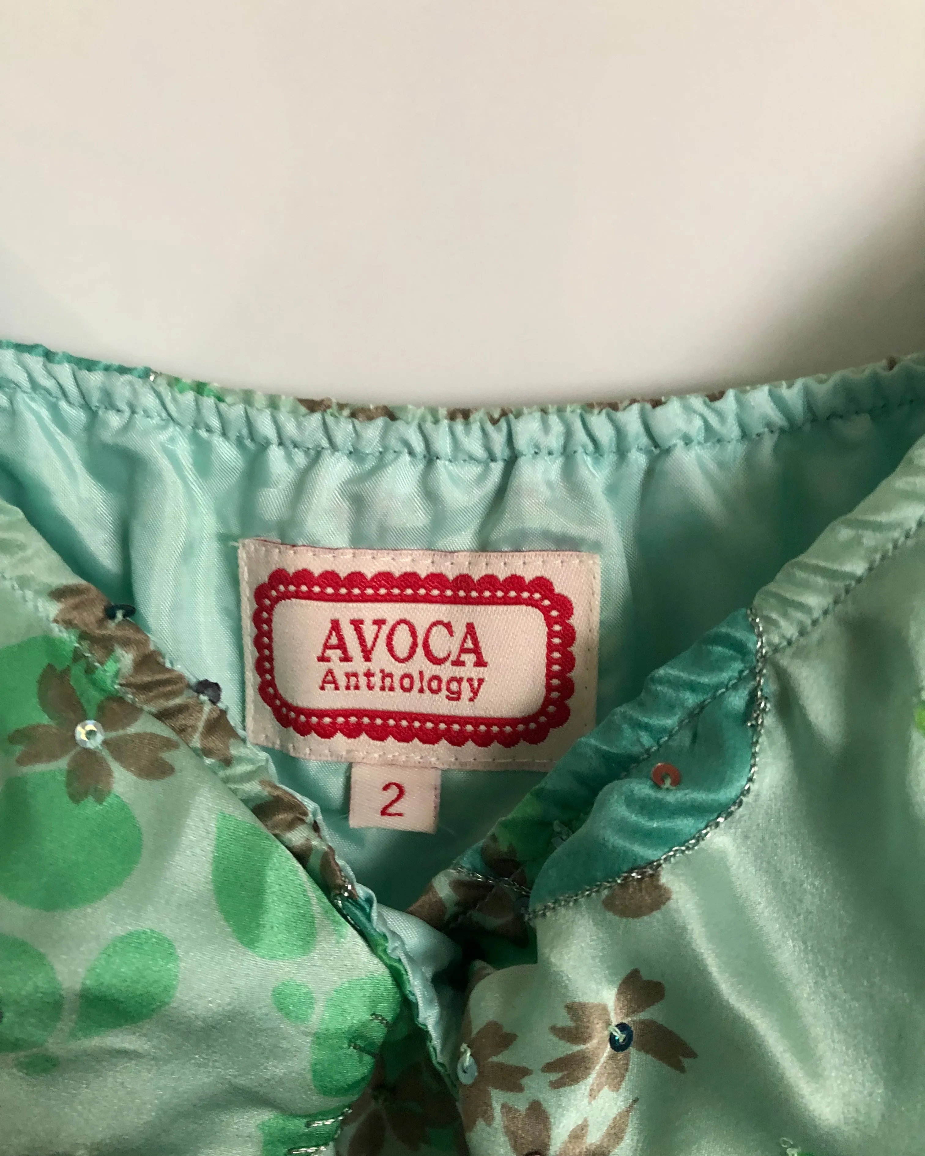 Avoca Anthology Vintage Silk Sleeveless Maxi Summer Dress Green Multi Embellished Floral Print BNWT UK Size 6-8