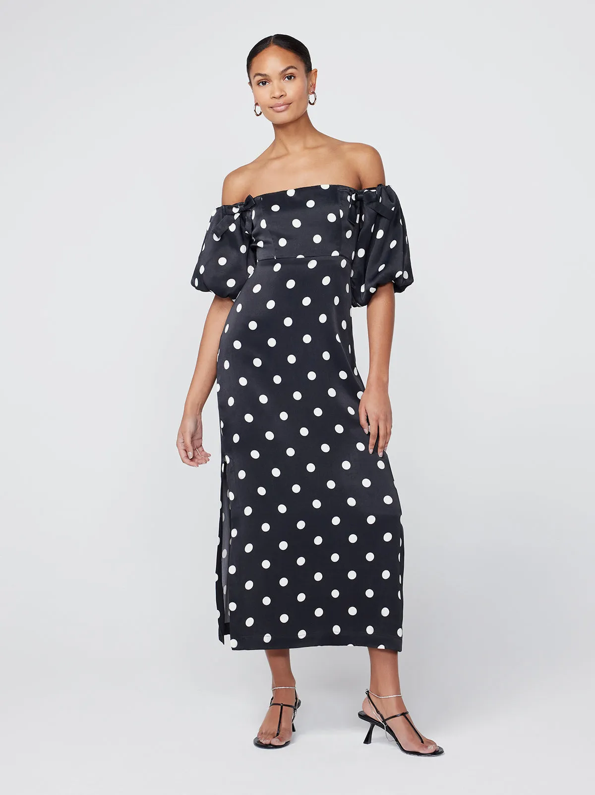 Cecelia Black Polka Dot Bardot Dress