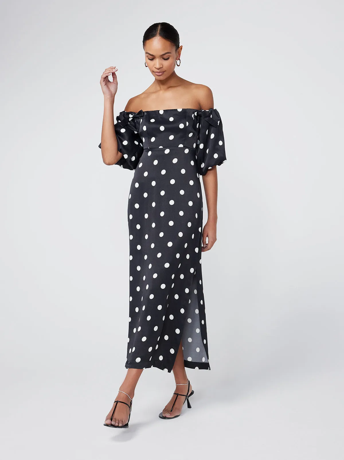 Cecelia Black Polka Dot Bardot Dress