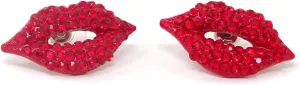 Honbay 1 Pair of Fashion Sexy Red Lip Stud Earrings for Women Kiss Lip Ear Studs Sparkling Rhinestones Crystal Earrings