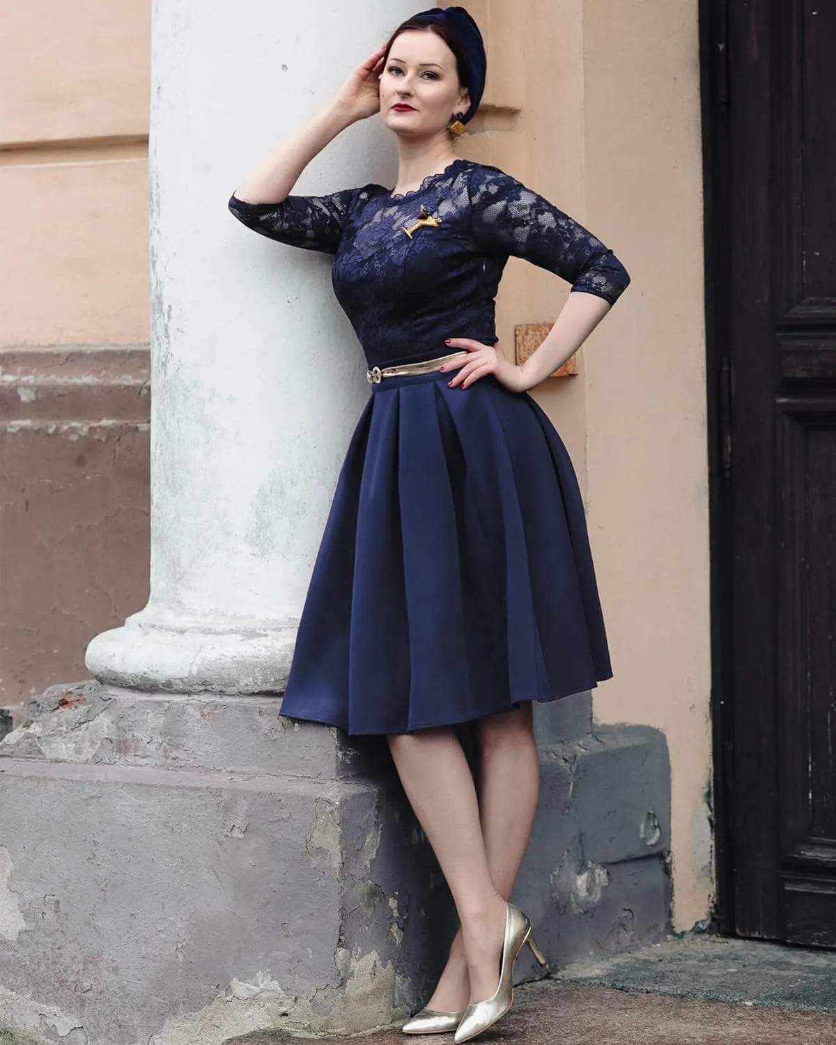 Miusol Women's Vintage Floral Lace 2/3 Sleeve Bridesmaid Cocktail Party Dress