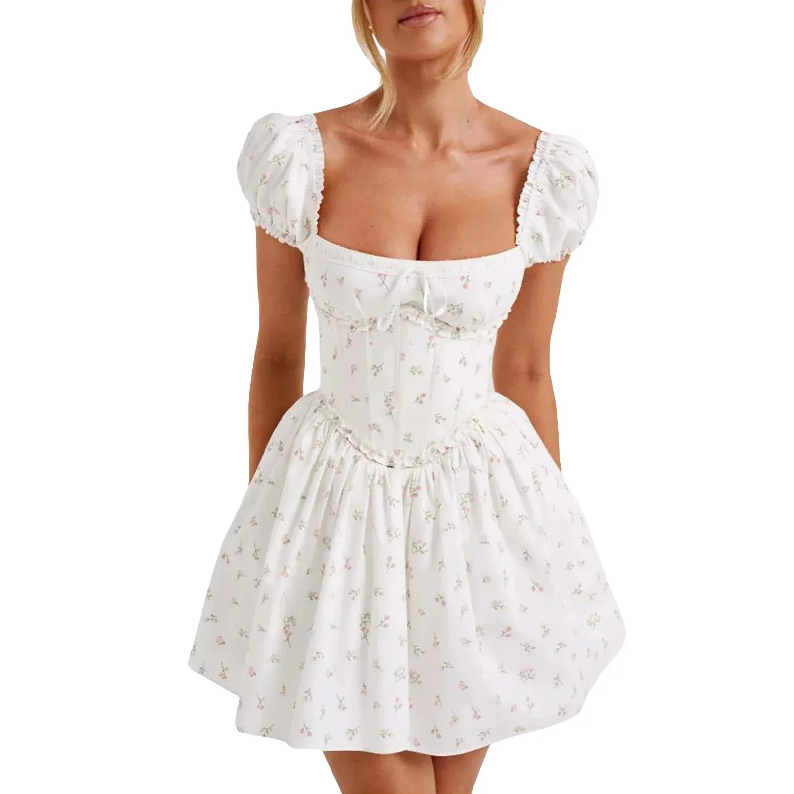 Short Sleeve Mini Casual Solid Color Backless Corset A-Line Beach Cocktail Streetwear Summer Y2k Dress