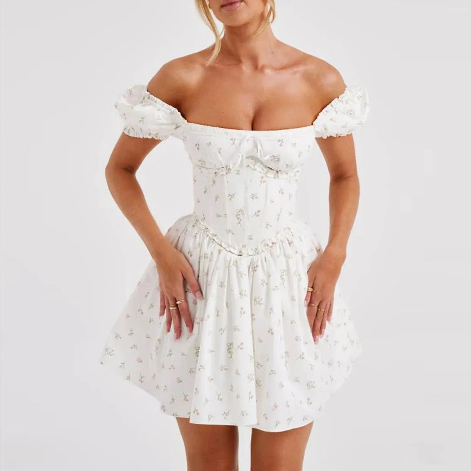 Short Sleeve Mini Casual Solid Color Backless Corset A-Line Beach Cocktail Streetwear Summer Y2k Dress