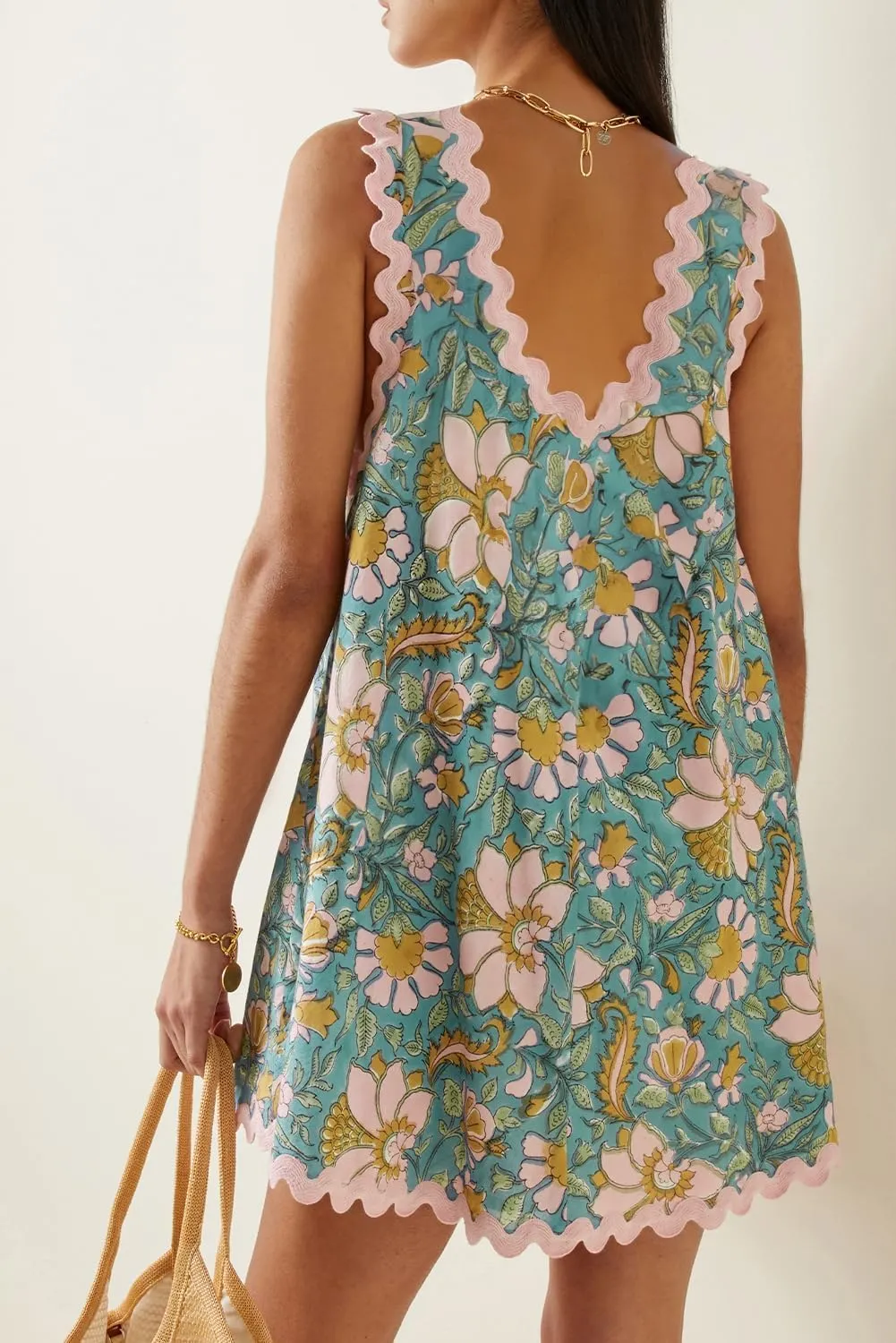 Summer Floral Print Mini Dresses for Women 2025 Sleeveless Tunic Tank Dress Loose Sundresses with Pockets
