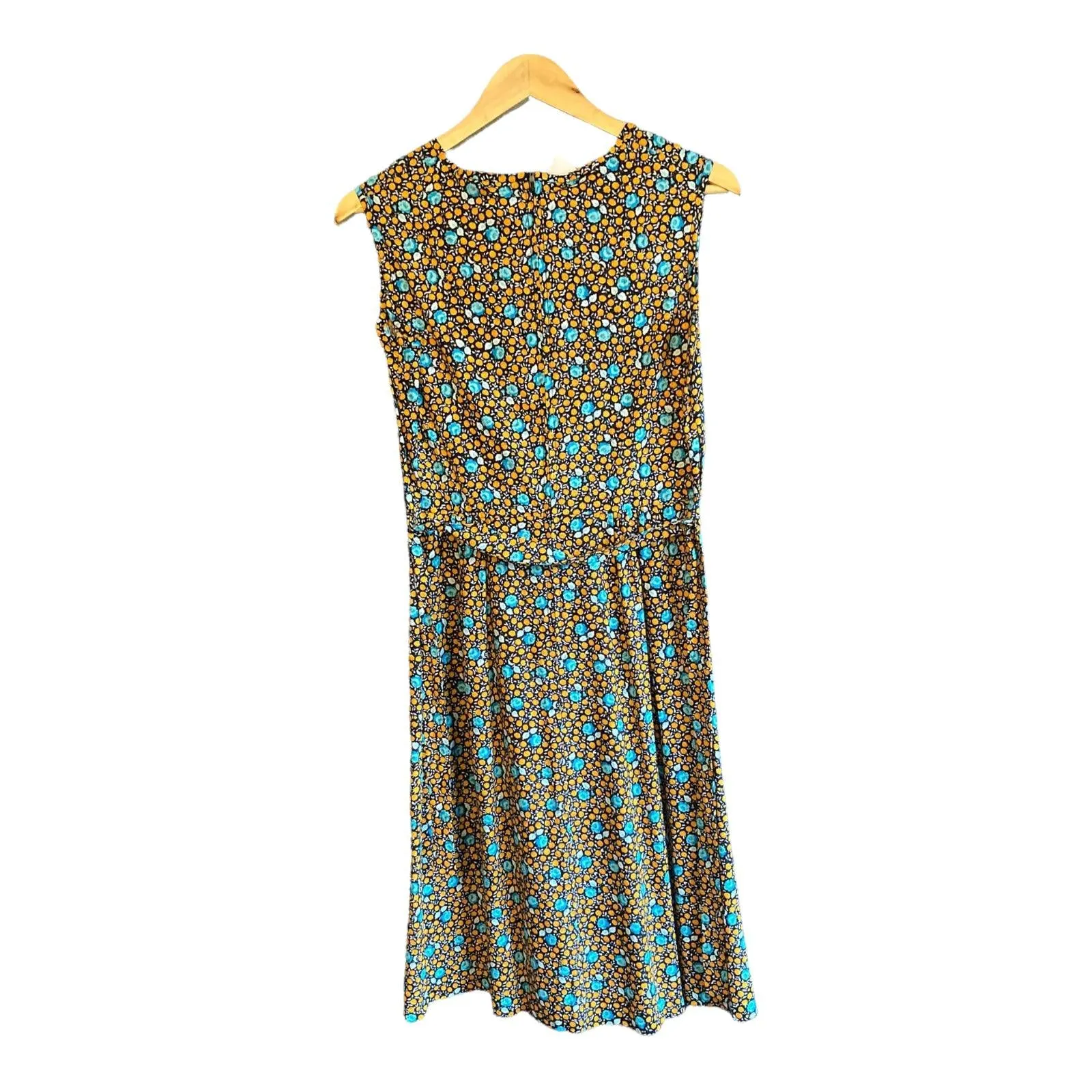 Vintage Cotton Orange and Blue Floral Sleeveless Dress UK Size 12
