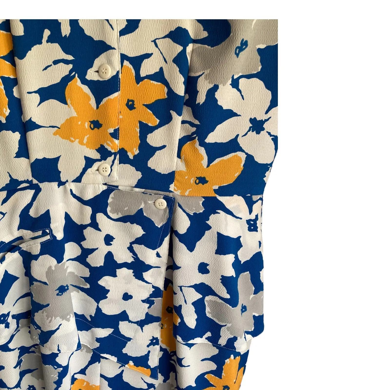 Vintage Puccini Blue And White Floral Dress Short Sleeved Dress UK Size 14
