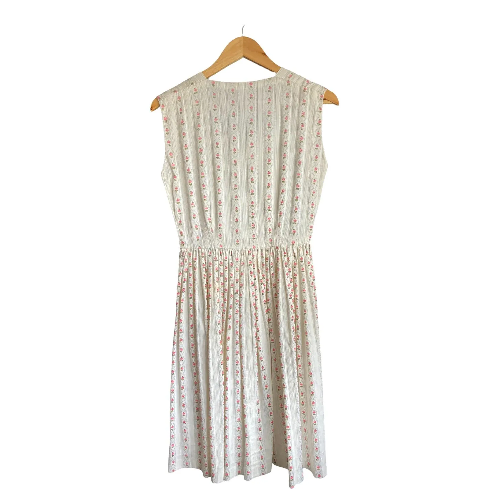 Vintage White Floral Sleeveless Dress UK Size 10