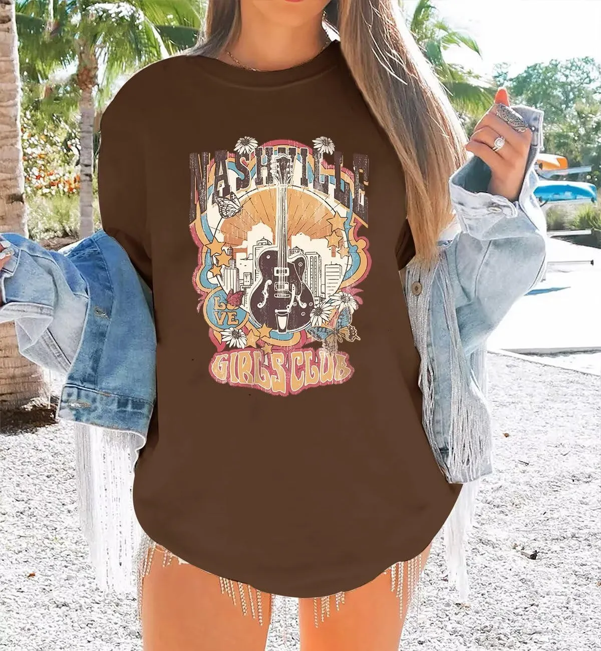 Women Vintage Country Music Shirt Retro Cow Skull Western Graphic T-Shirt Cute Cowgirl Tee Tops