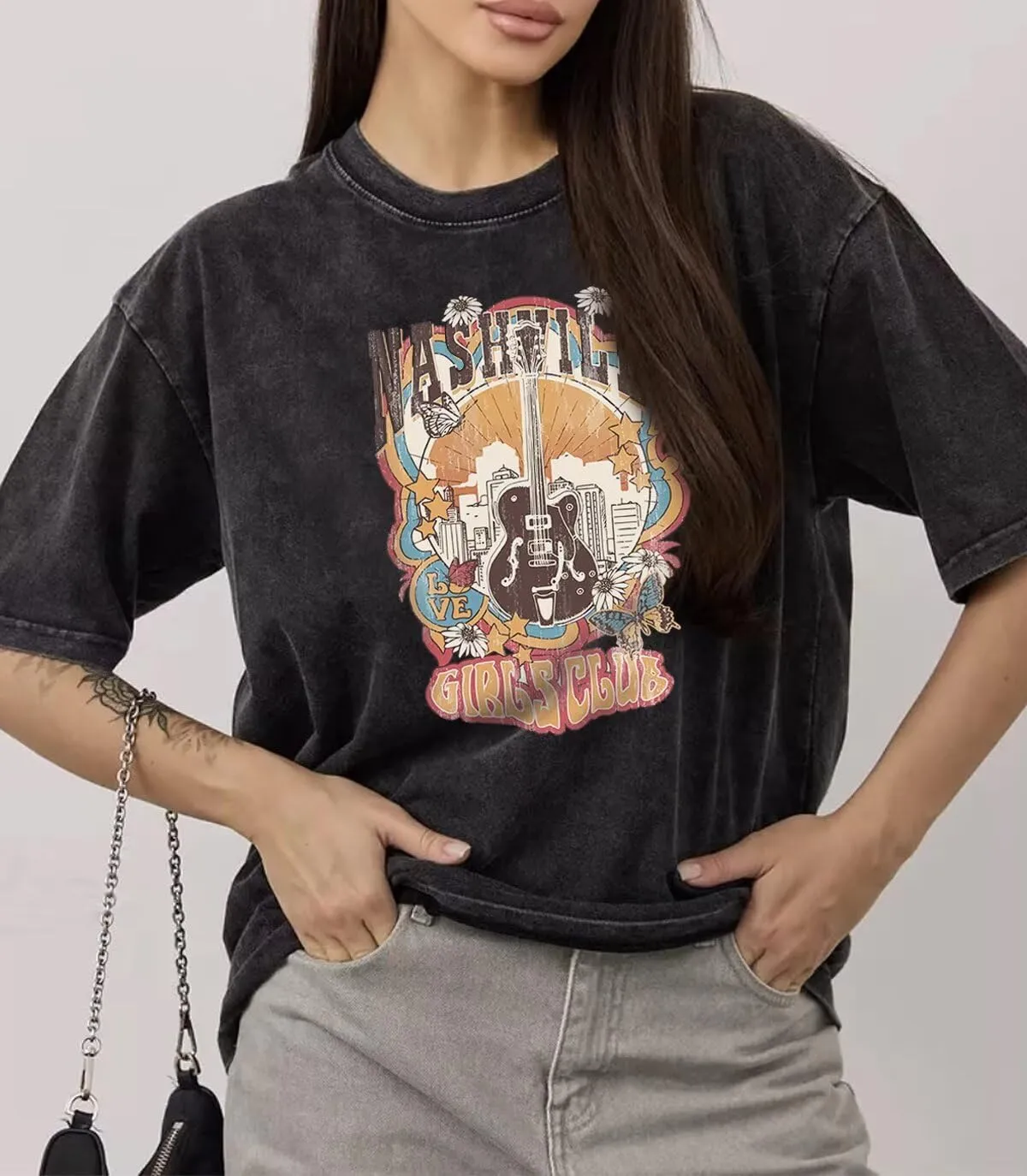 Women Vintage Country Music Shirt Retro Cow Skull Western Graphic T-Shirt Cute Cowgirl Tee Tops