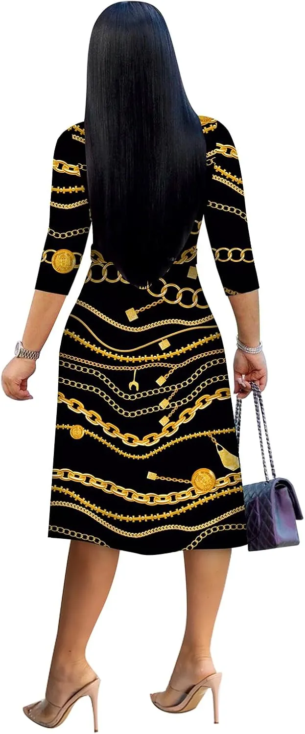 Womens Plus Size Summer Dresses Sexy V Neck Midi Dress Faux Wrap Dress 3/4 Sleeve Boho Casual Floral A-Line Skirts